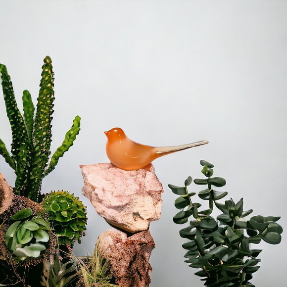 Mid Century Modern Modwing Bird Figurine 3d Resin Eames 60s Transparent Orange S - Picture 1 of 4